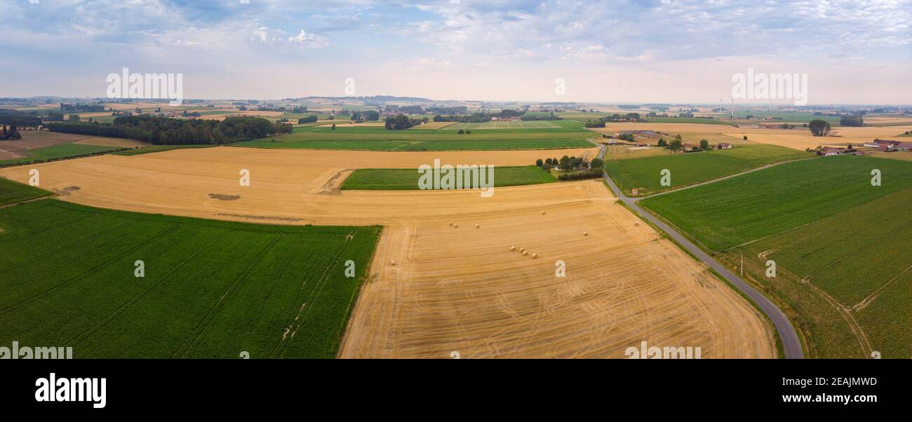 Vista panoramica aerea sulla zona di Celles e Kluisbergen in Belgio Foto Stock