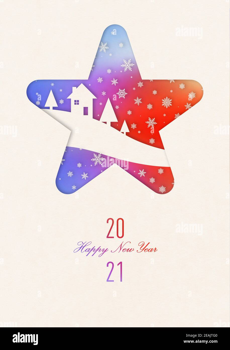 Felice carta annata rainbow anno 2021 Foto Stock