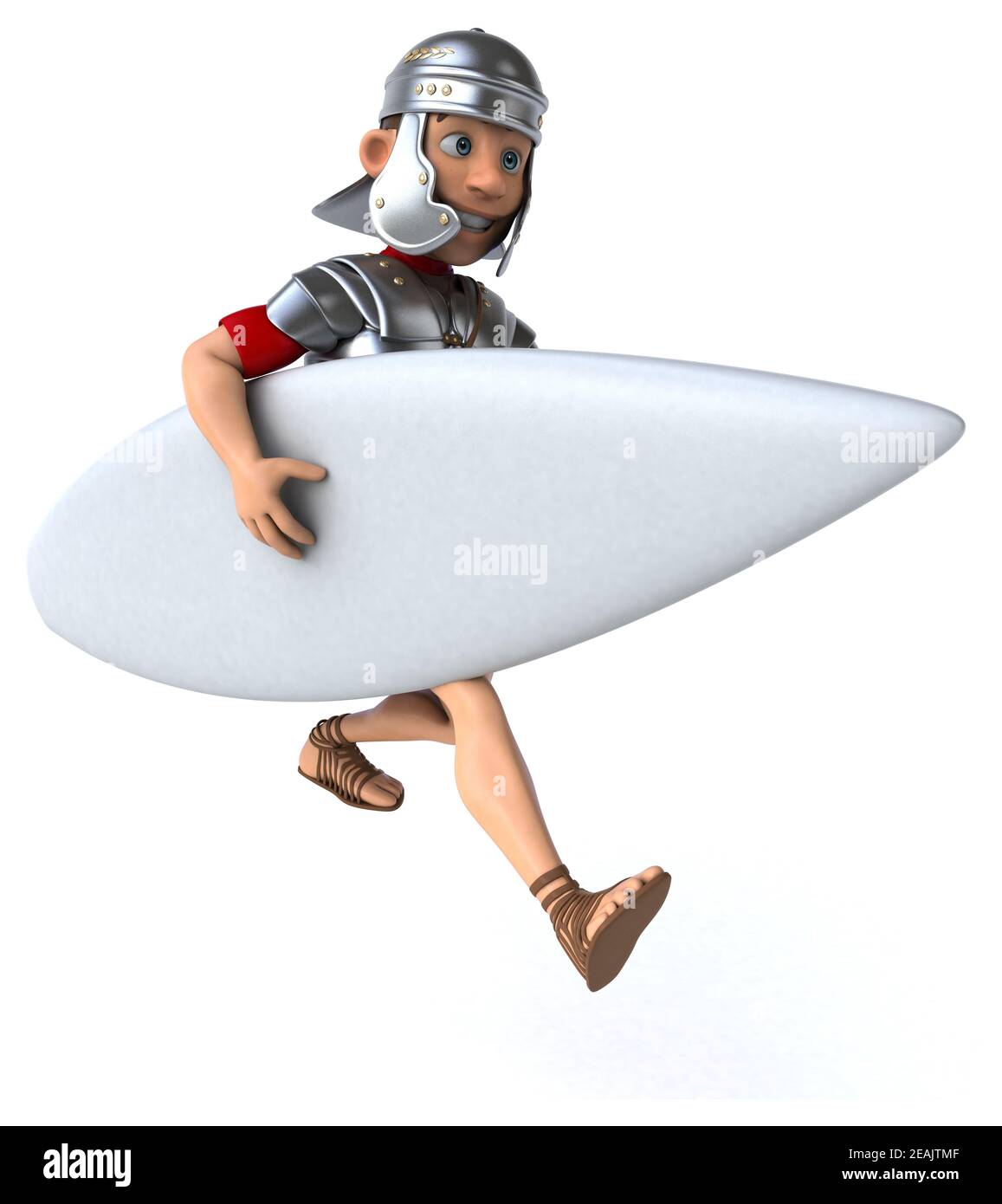 Divertente cartoon 3D soldato romano surf Foto Stock
