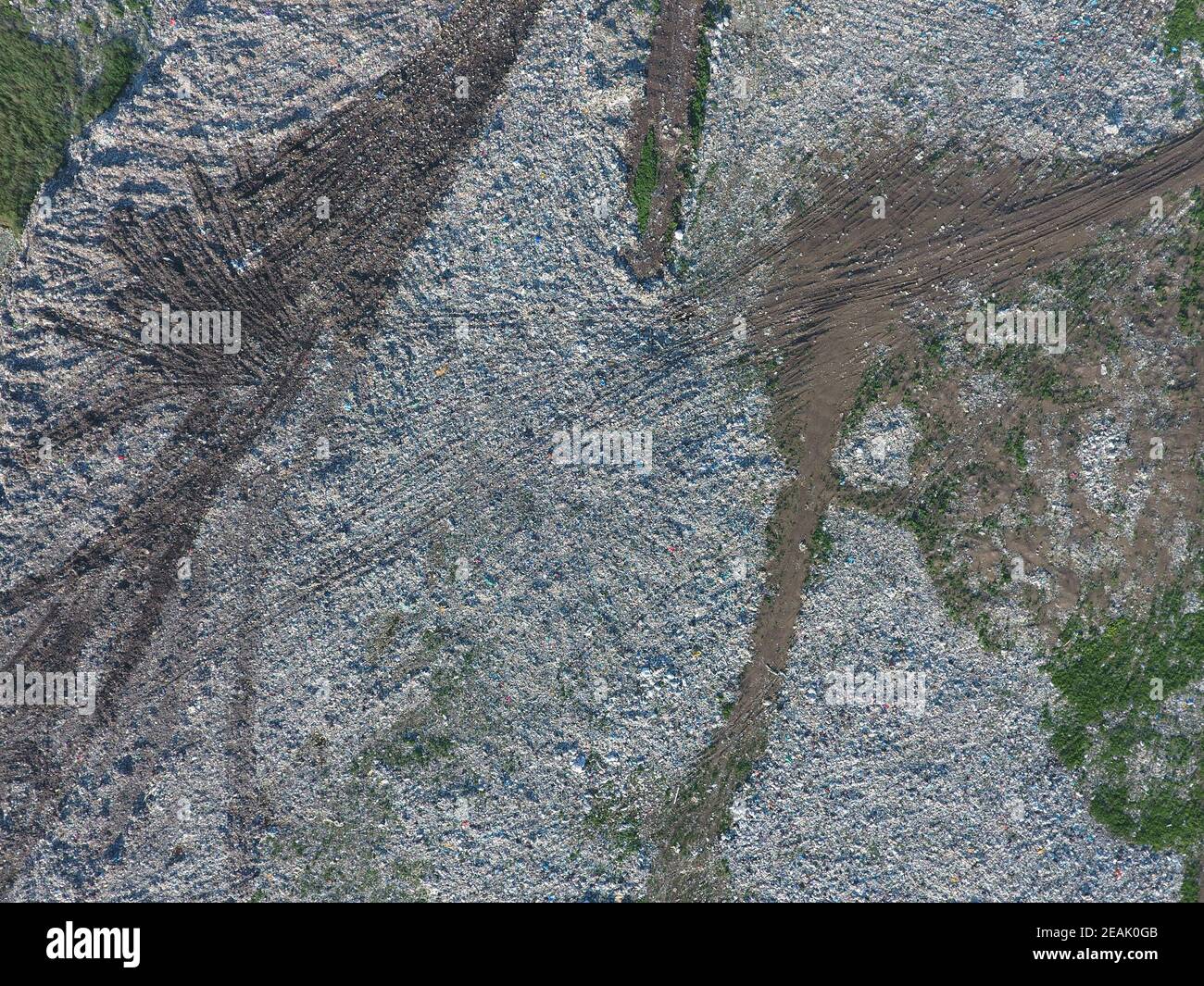Visualizzare le discariche bird's-eye. Le discariche per i rifiuti di storage. Foto Stock