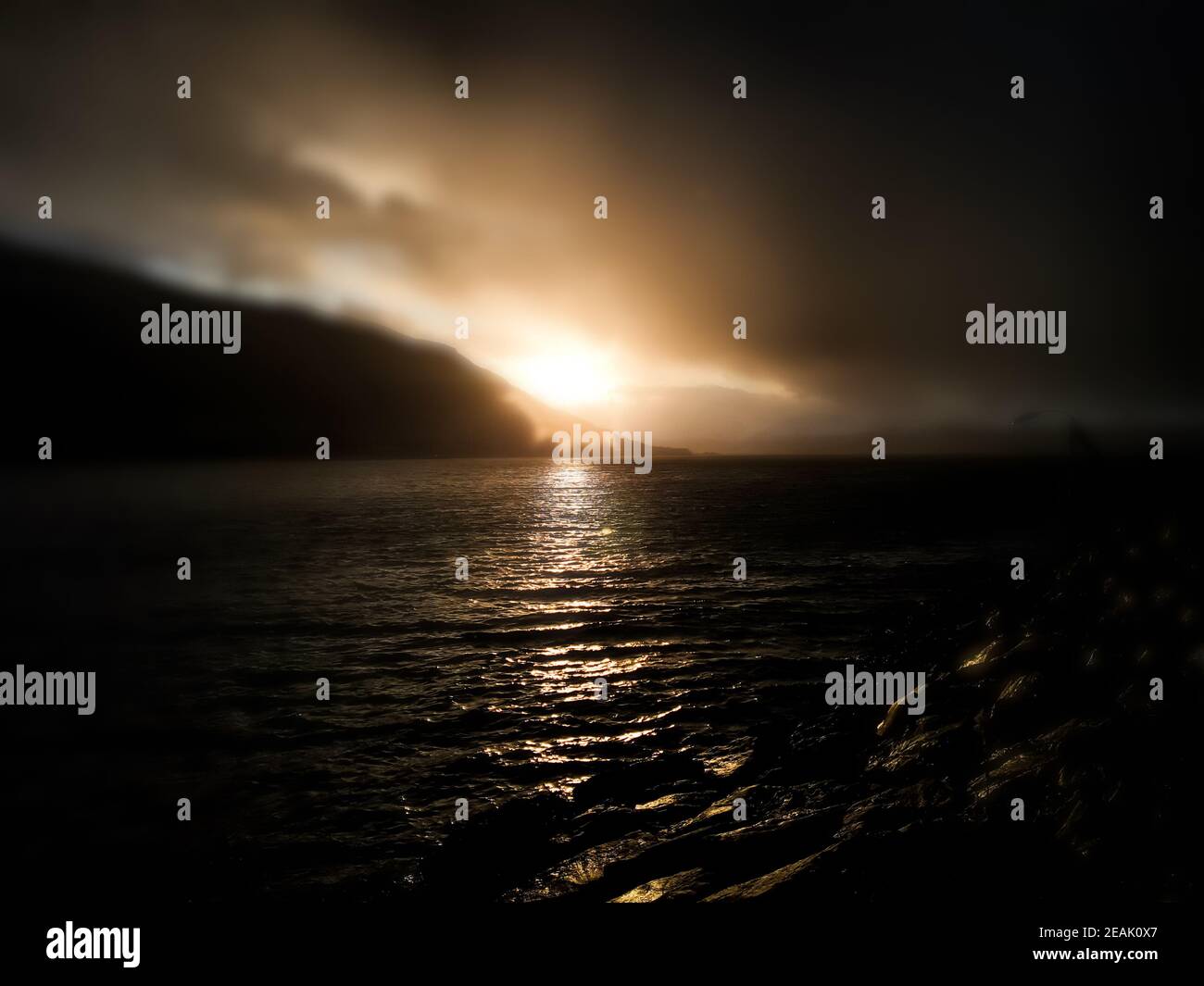 Tramonto sul mare - Tromsø Foto Stock