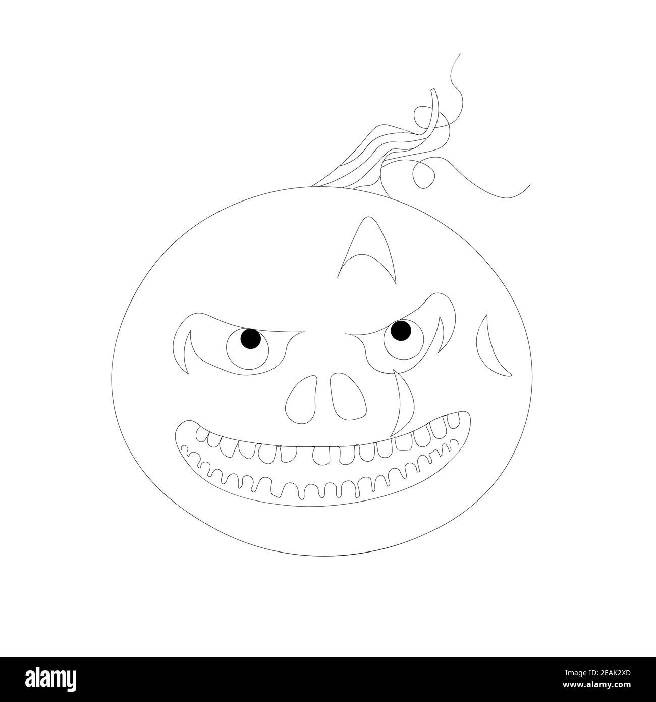 Libro da colorare di Halloween. Zucca divertente su sfondo bianco. Colorazione per bambini. Foto Stock