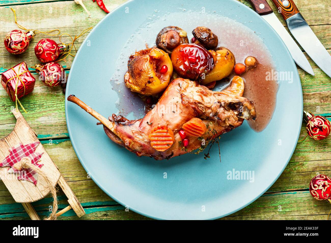 Stufato di coniglio appetitoso. Foto Stock