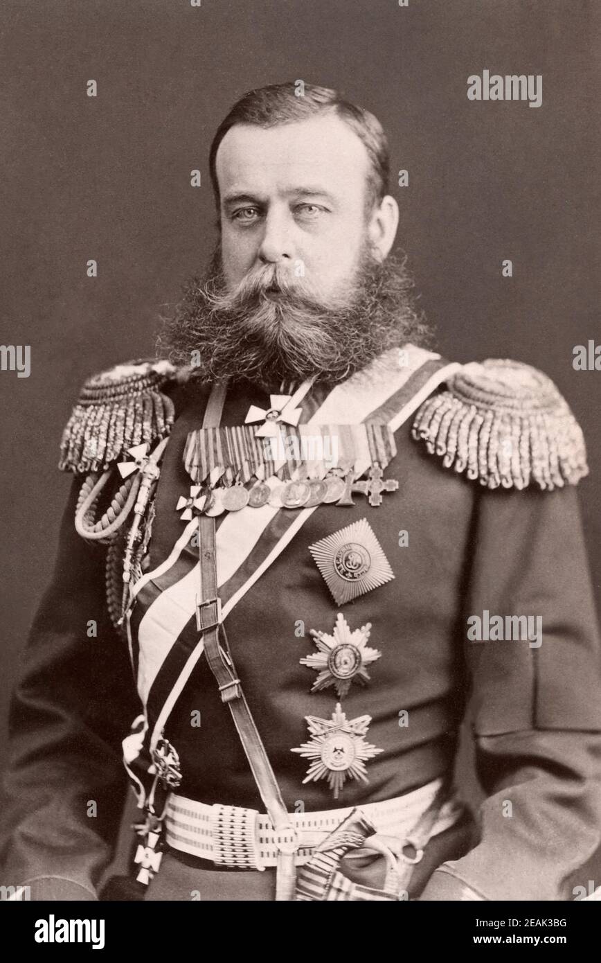 Mikhail Skobelev Dmitriyevich (29 settembre 1843 - 7 luglio 1882) è stato un generale russo famoso per la sua conquista dell Asia centrale e di eroismo durante la R Foto Stock