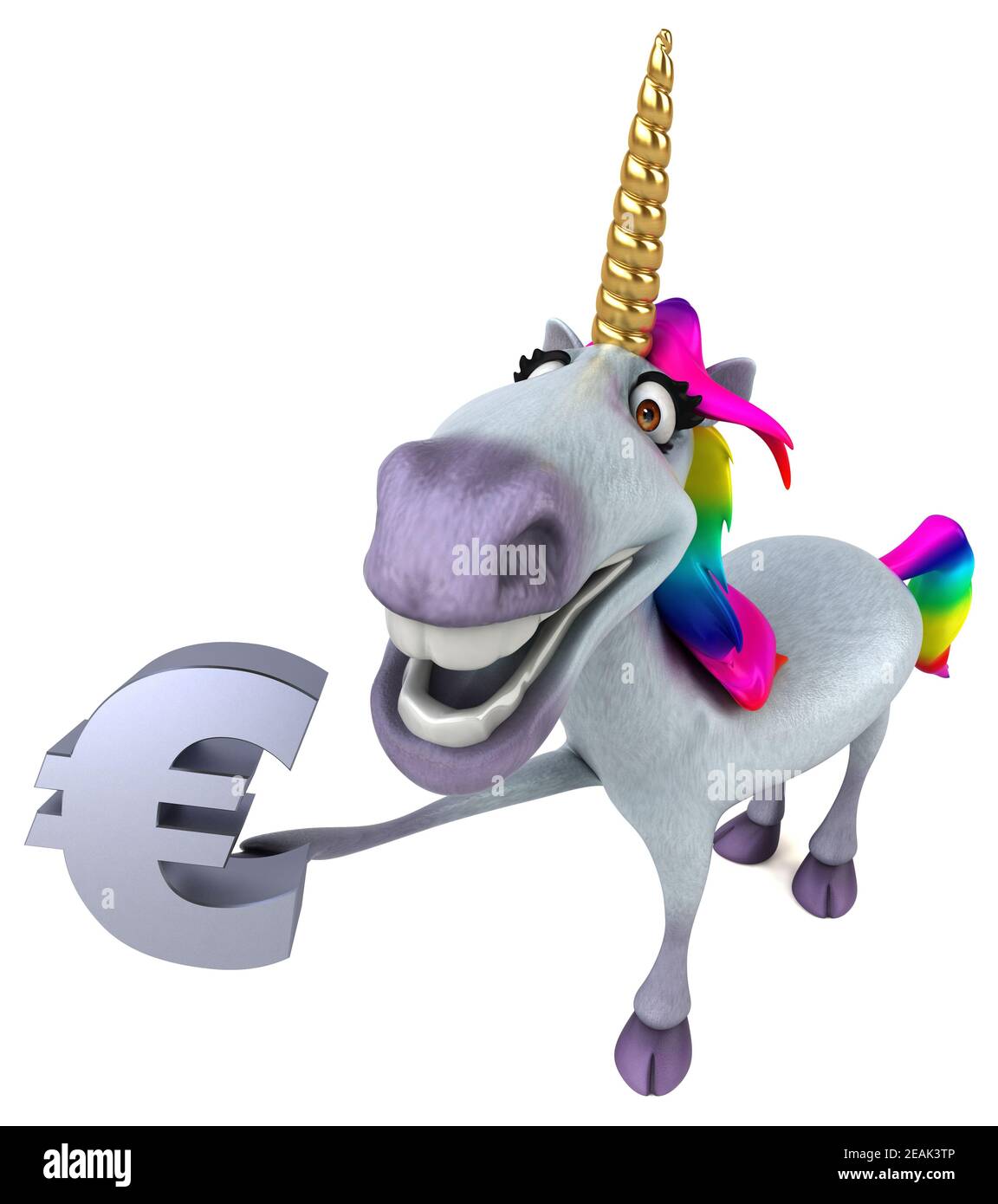 Divertimento unicorn - 3D illustrazione Foto Stock