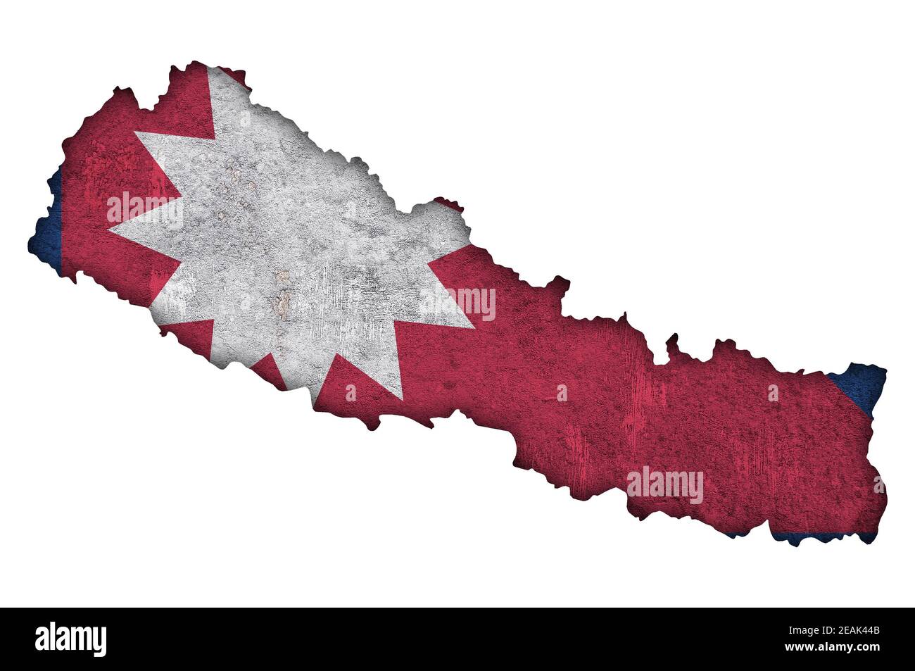 Mappa e bandiera del Nepal su cemento intemperie Foto Stock
