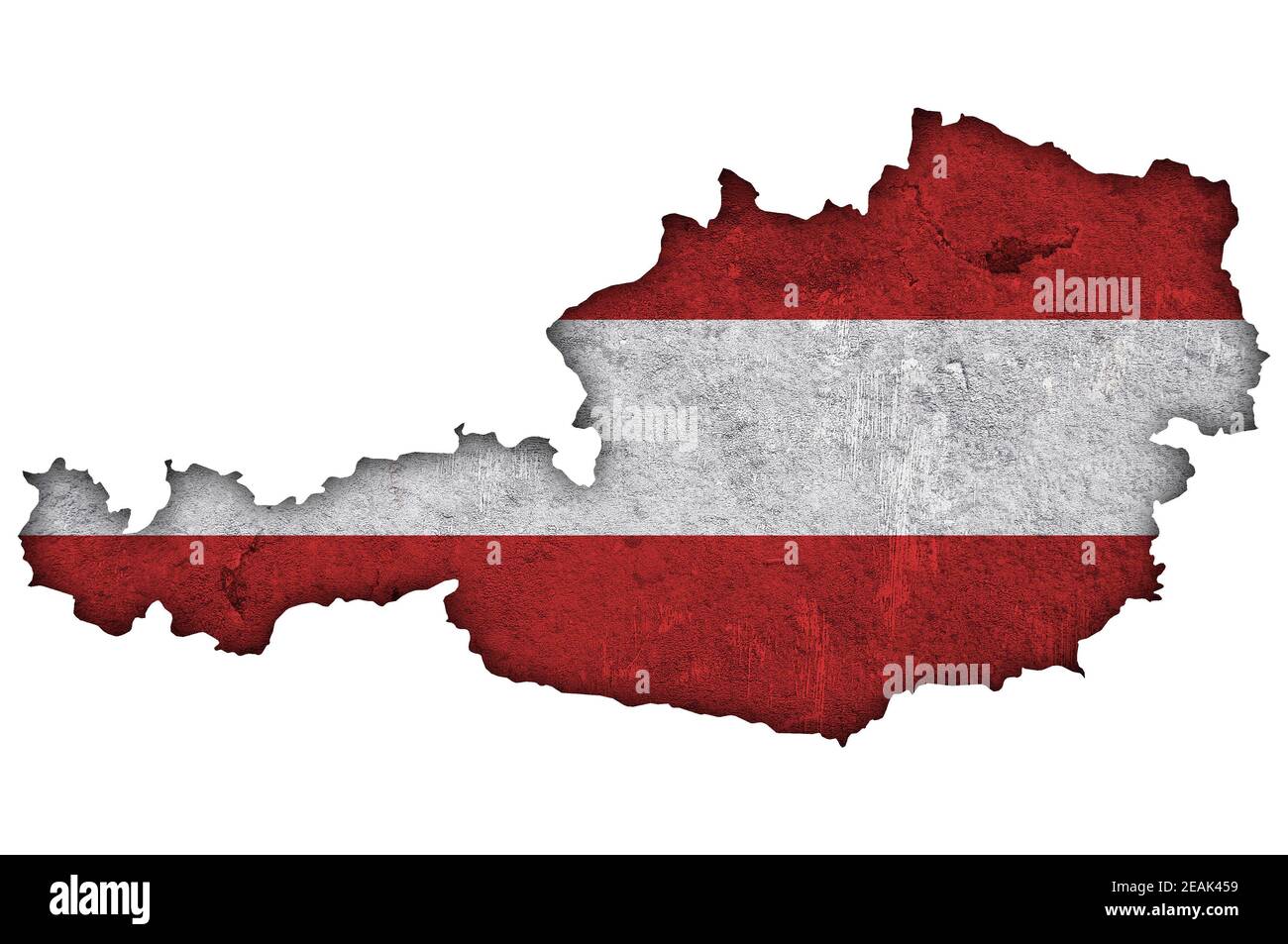 Mappa e bandiera dell'Austria su cemento intemperie Foto Stock