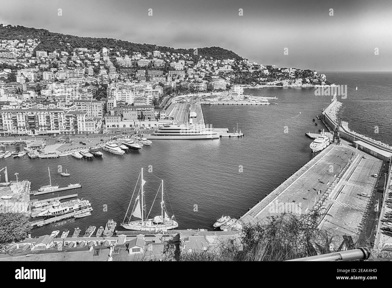 Veduta aerea del Porto di Nizza, Costa Azzurra, Francia Foto Stock