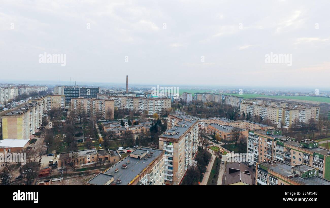 Vista aerea della città dall'alto. Ucraina Ternopil Foto Stock