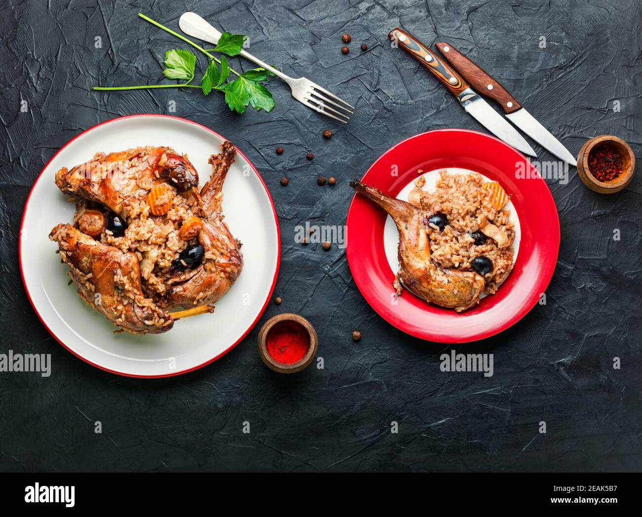 Delizioso risotto con carne Foto Stock