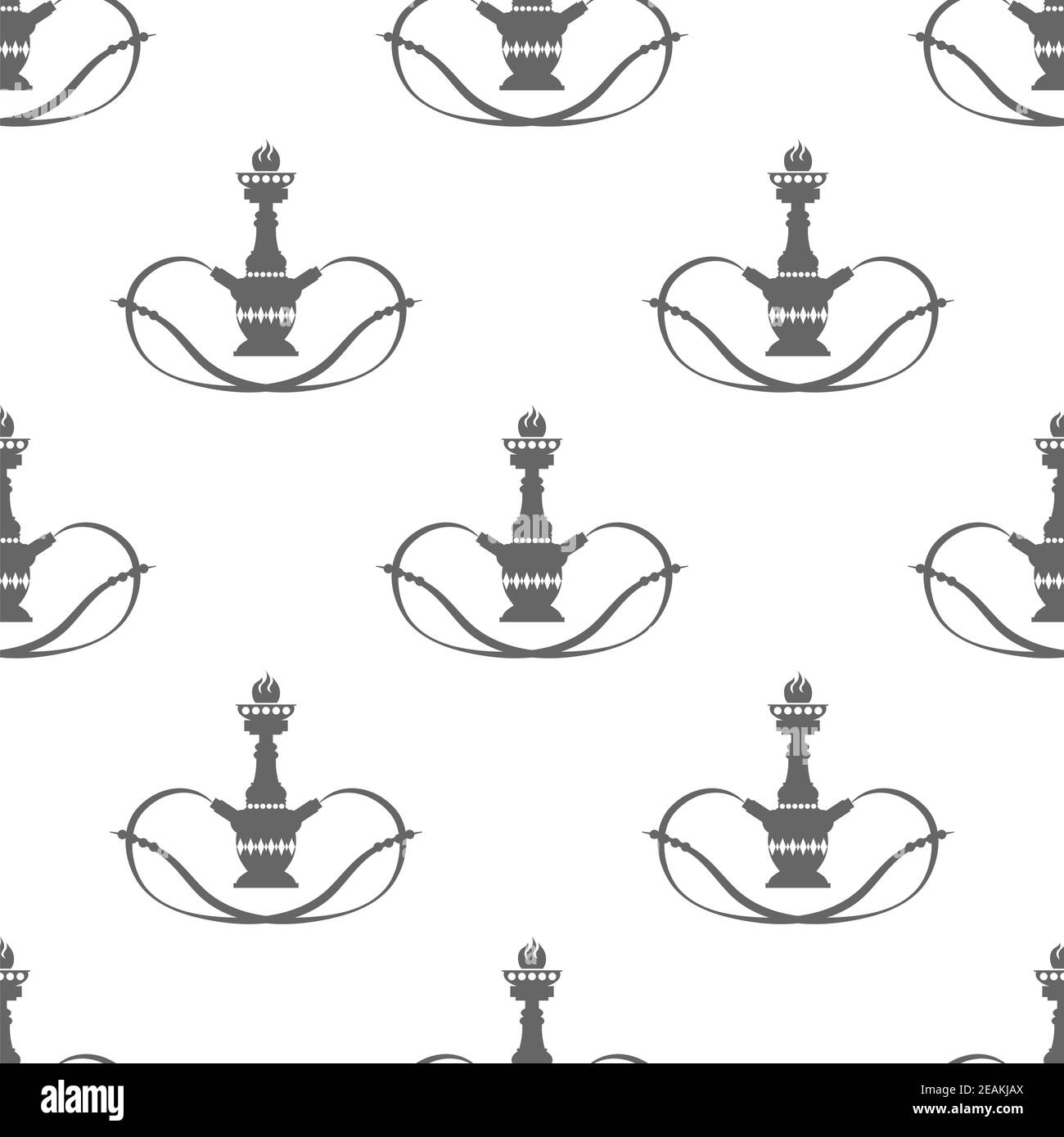 Modello senza giunture di silhouette arabo Hookah isolato su sfondo bianco Foto Stock