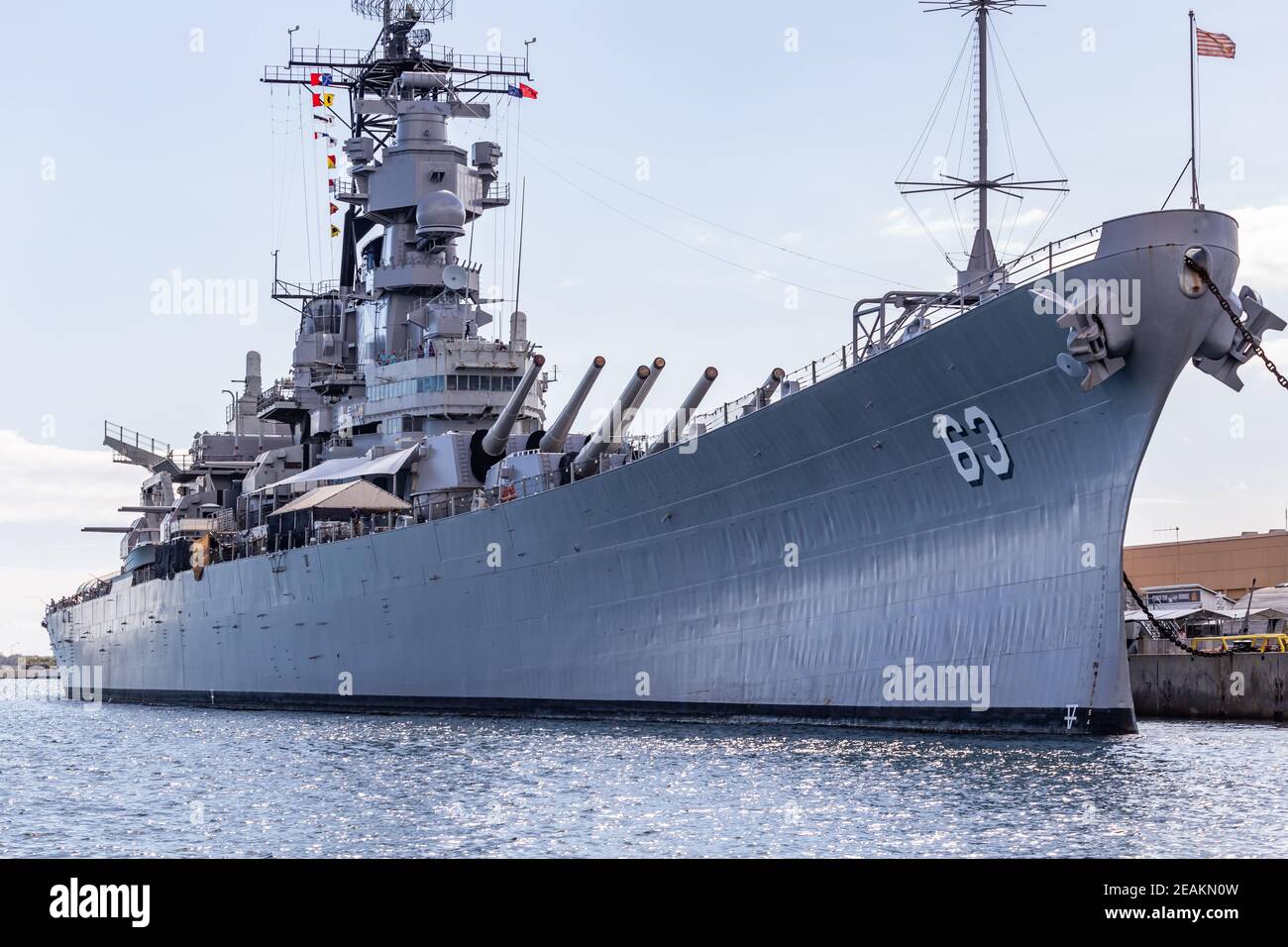 Pearl Harbor, Hawaii, USA - 23 settembre 2018: La USS Missouri attraccata a Pearl Harbor. Foto Stock