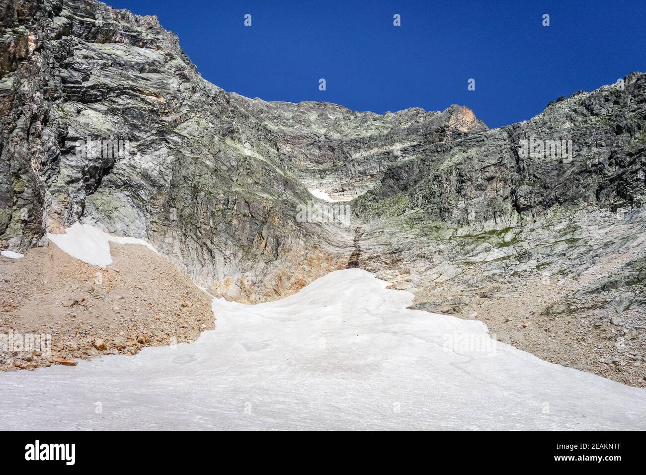 Ghiacciai alpini e paesaggi innevati nelle alpi francesi. Foto Stock
