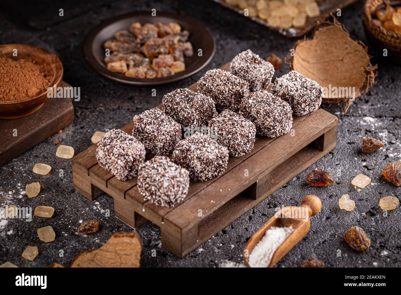Torta australiana Lamingtons Foto Stock