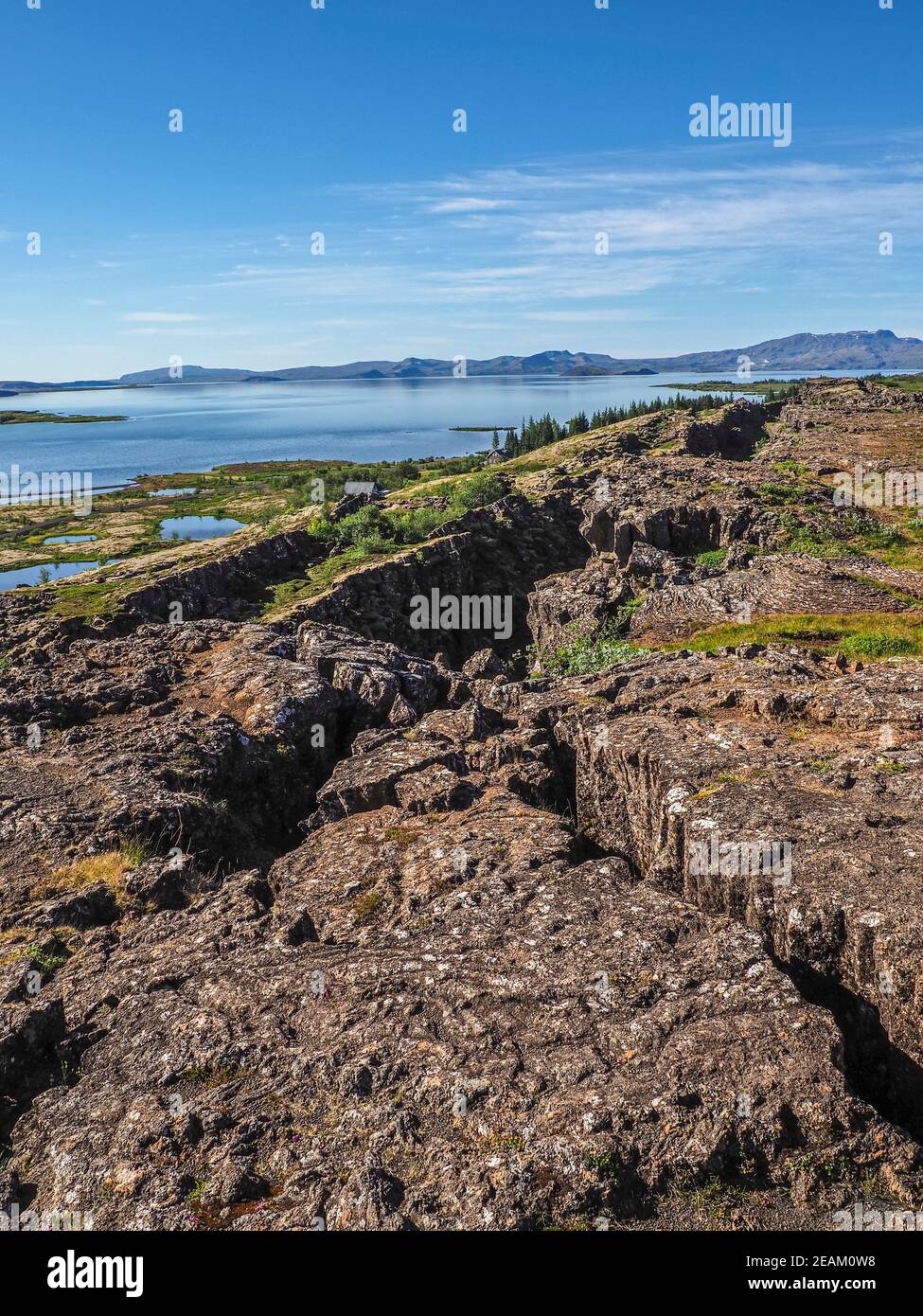 Parco Nazionale di Thingvellir in Islanda con vista sul lago Thingvallavatn Foto Stock