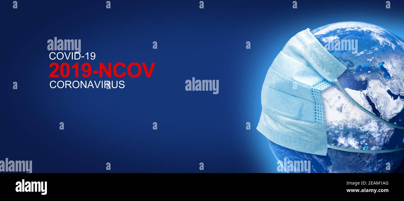 Focolaio di coravirus del Covid-19 globale. Illustrazione 3D. Elementi di questa immagine forniti dalla NASA. Foto Stock