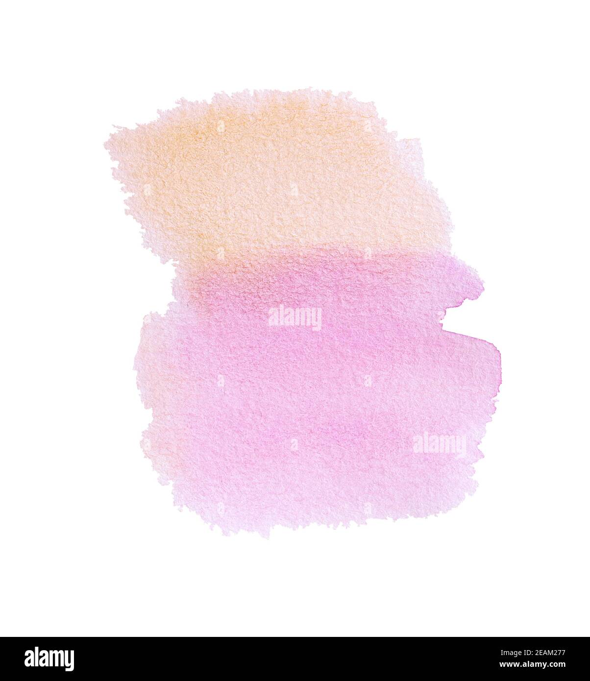 Striscia acquerello arancione-rosa disegnata a mano su sfondo bianco. Foto Stock
