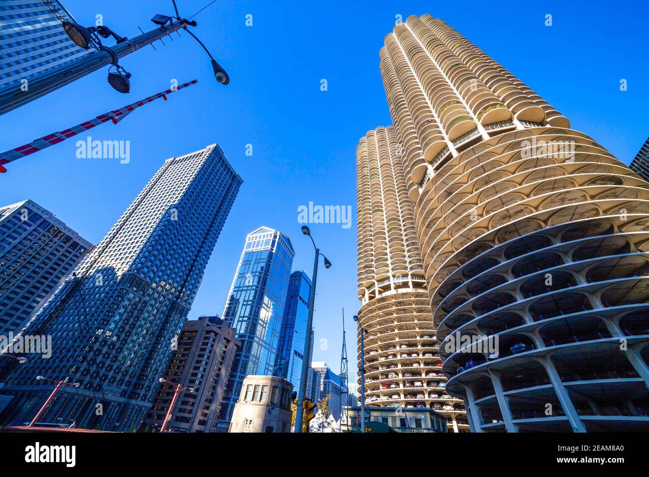 Grattacieli nel centro di Chicago, città marina, bertrand goldberg Foto Stock
