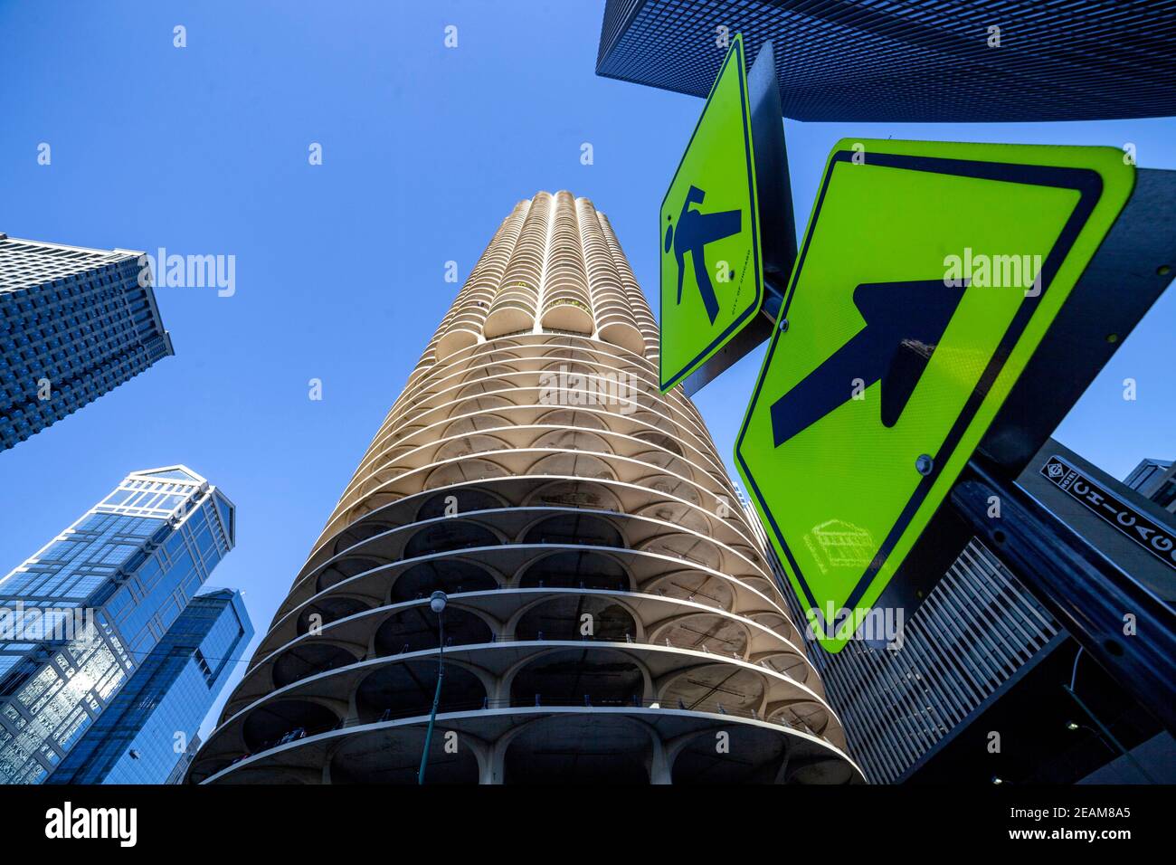 Grattacieli nel centro di Chicago, città marina, bertrand goldberg Foto Stock