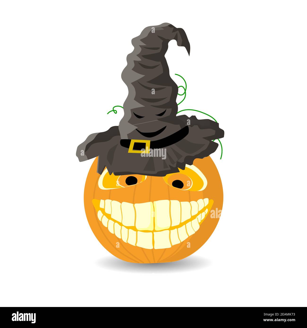 Cappellino di zucca di Halloween per il web design. Felice illustrazione vettoriale di Halloween Foto Stock