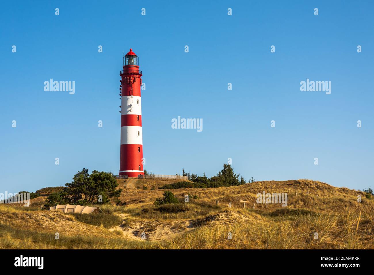 Faro di Amrum, Amrum, Mare del Nord, Isole Frisone del Nord, Schleswig-Holstein, Germania Foto Stock
