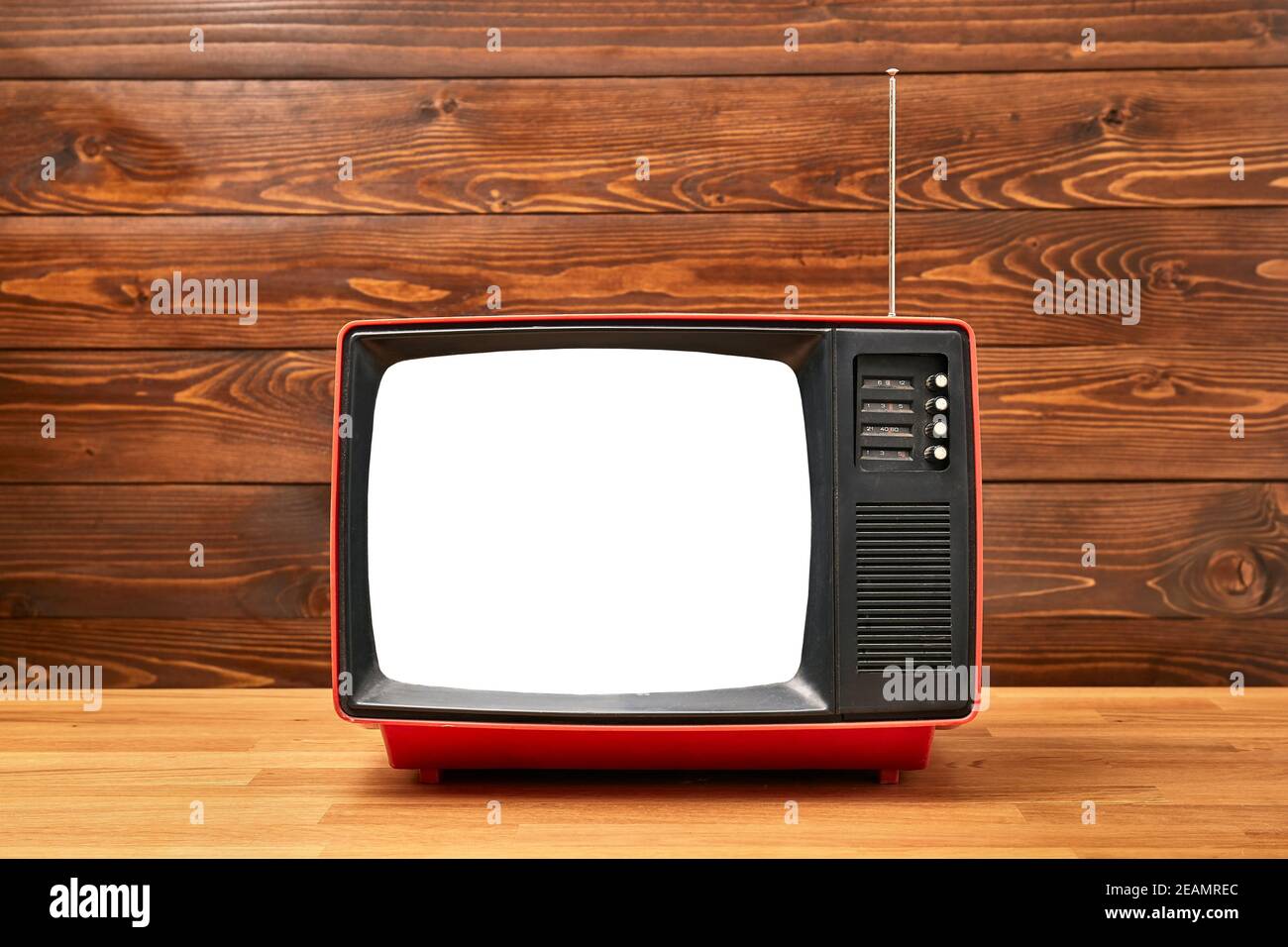 Schermo bianco del vecchio televisore Foto Stock