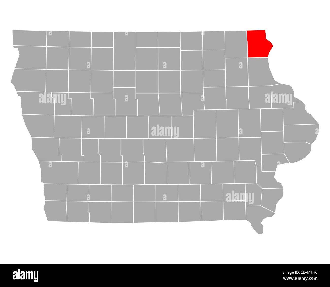 Allamakee sulla mappa di Iowa Foto Stock