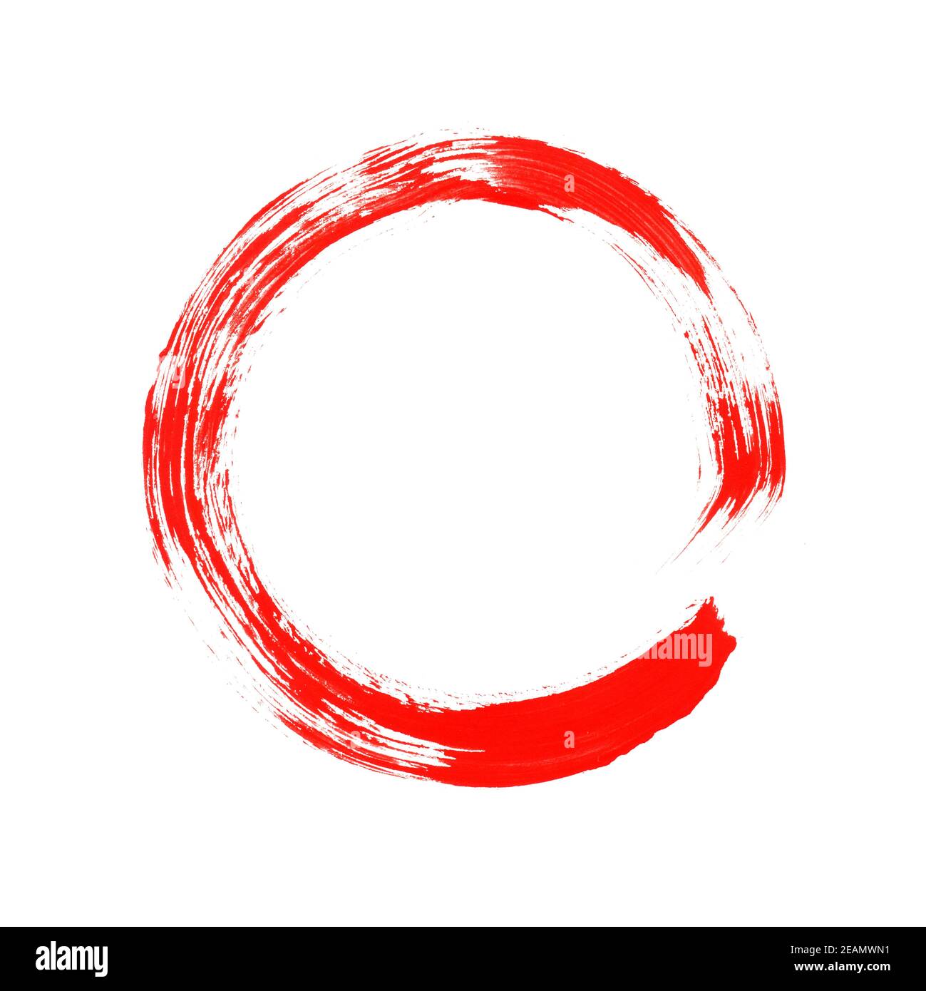 Cerchio di pennello disegnato a mano con colore rosso Foto stock - Alamy