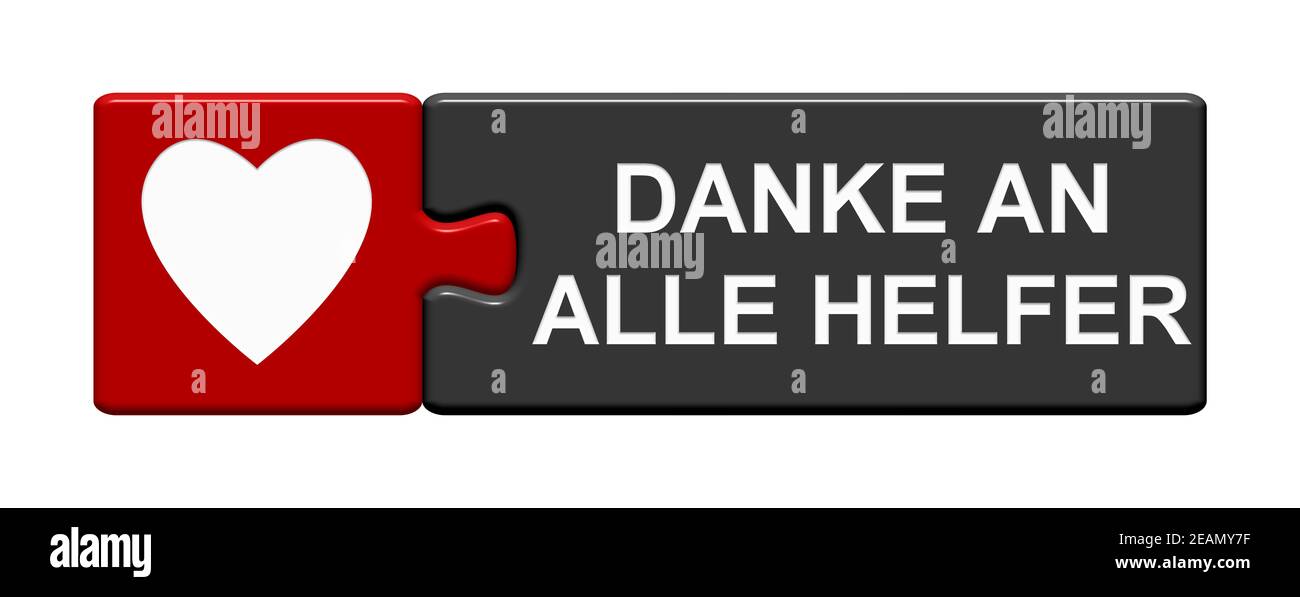 Pulsante puzzle: Grazie Helpers in lingua tedesca Foto Stock