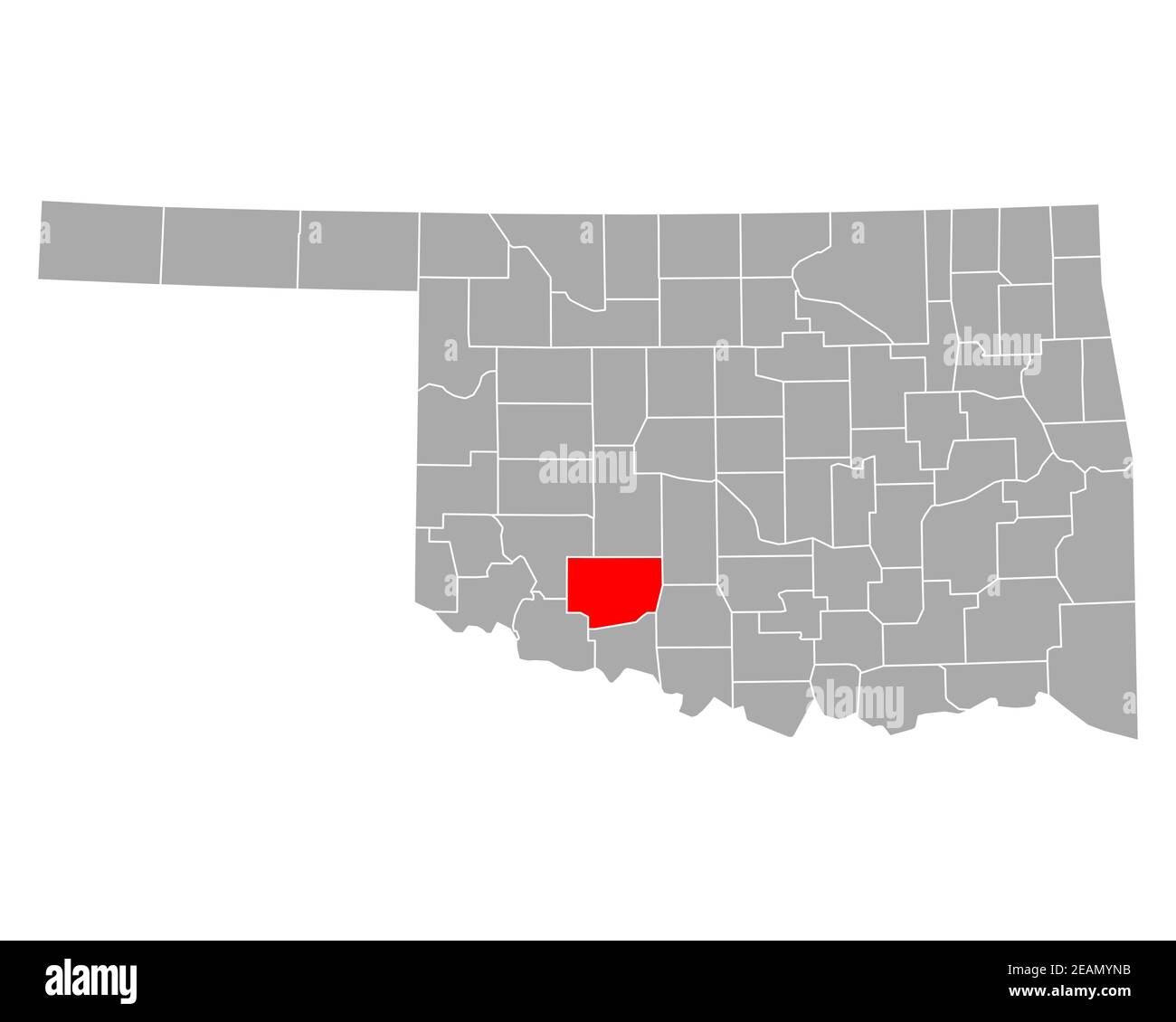 Comanche sulla mappa di Oklahoma Foto Stock