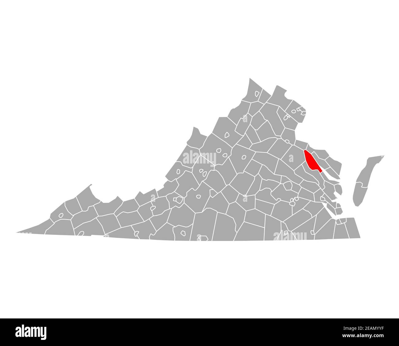 Mappa di Essex in Virginia Foto Stock