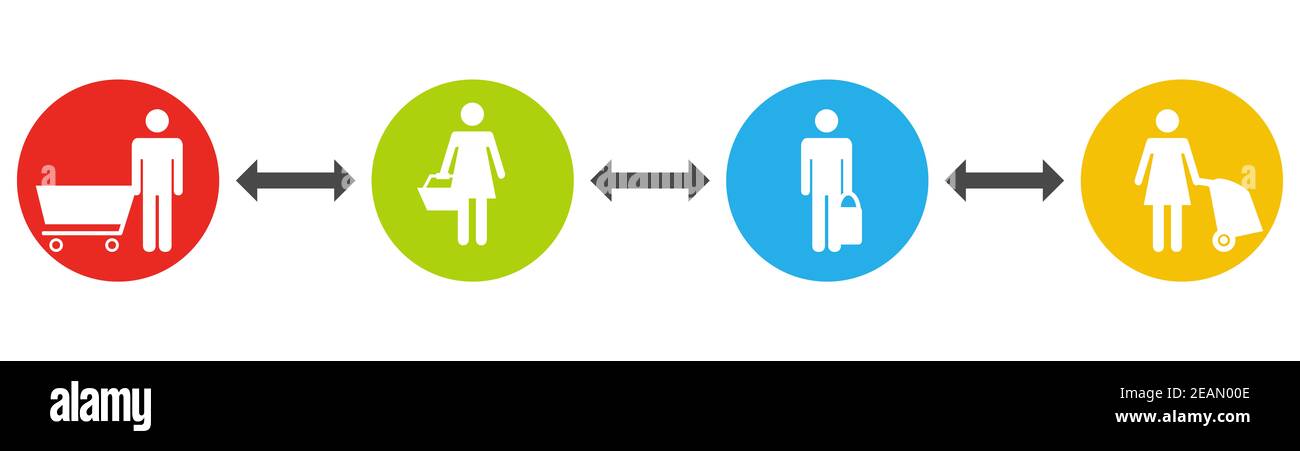 Persone che mantengono la distanza nel supermercato Foto Stock