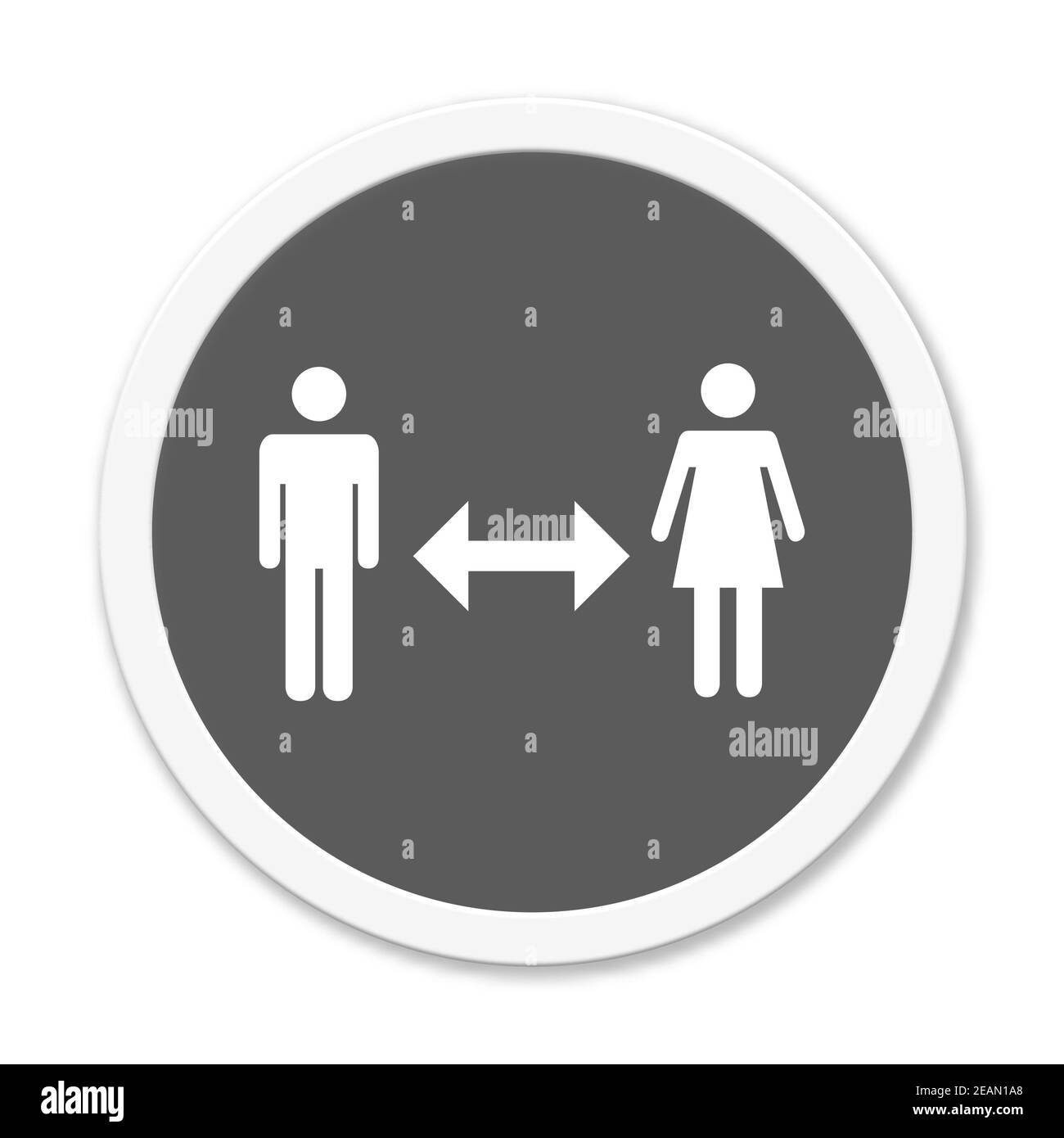 Pulsante: Mantenere la distanza tra 2 persone Foto Stock