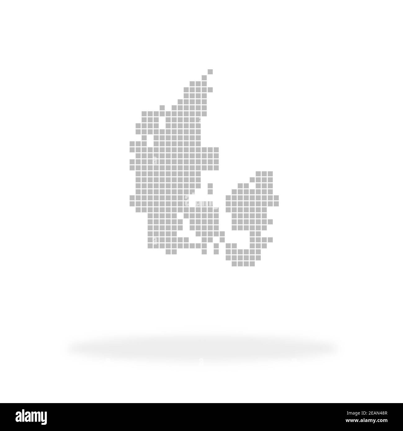Mappa della Danimarca con punti grigi e ombra Foto Stock