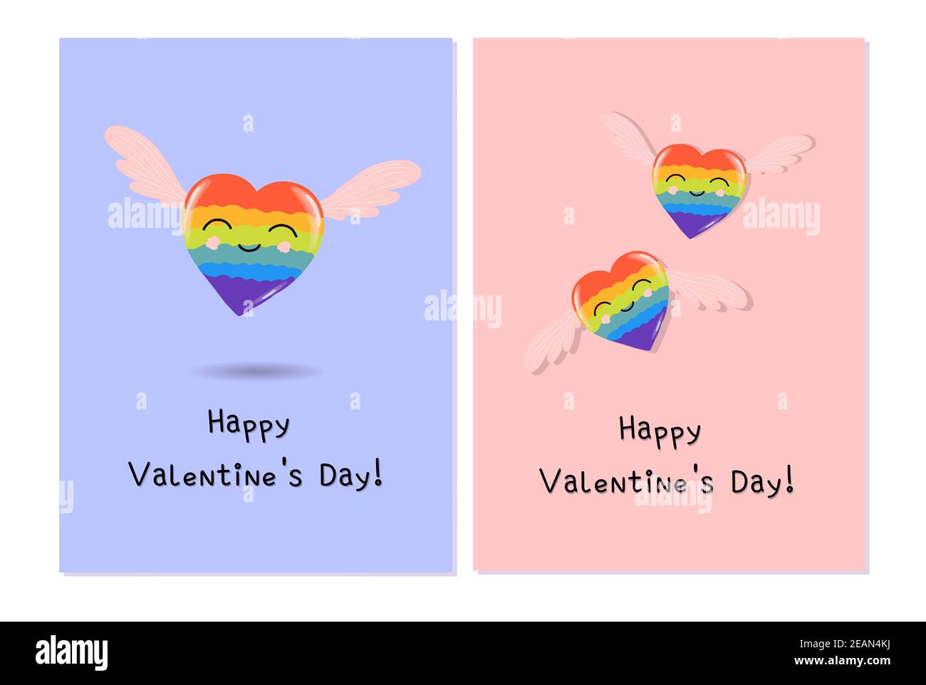 Impostare poster giorno di San Valentino per la progettazione della carta. Saluto festivo. Sfondo regalo di festa. Simbolo decorativo Foto Stock