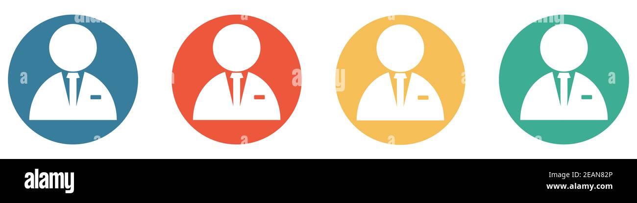 Banner colorato con 4 pulsanti: Medico, personale medico o uomini d'affari Foto Stock