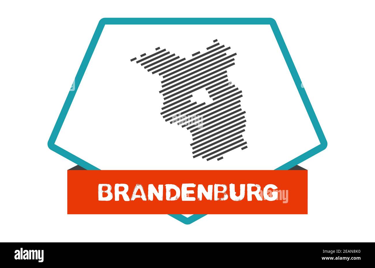 Mappa di Brandeburgo su pulsante blu rosso Foto Stock