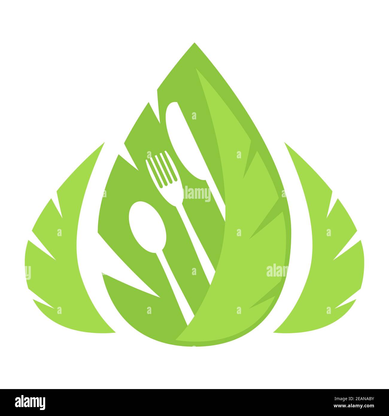 Icona del cibo per il caffè. Logo con coltello a cucchiaio a forchetta isolato su sfondo bianco Foto Stock