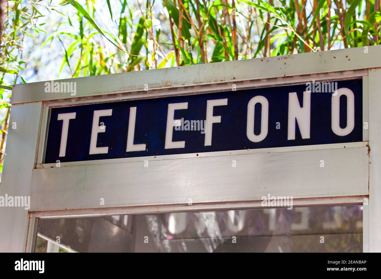 Frammento di telefono a Barcellona, Spagna Foto Stock