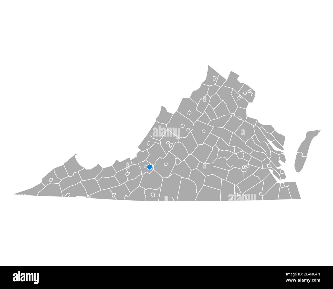 Roanoke City sulla mappa di Virginia Foto Stock