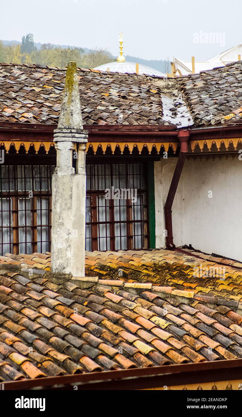 Architettura delle vecchie strade di Sevastopol. Vecchie case. Foto Stock