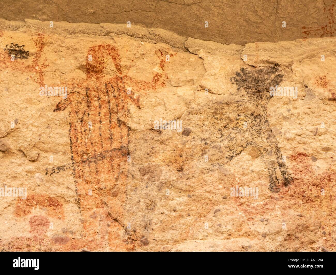 Pittogrammi d'arte rupestre del popolo Cochimi, Grotta di Palmarito, Sierra San Francisco, Patrimonio dell'Umanità dell'UNESCO, Baja California sur, Messico Foto Stock