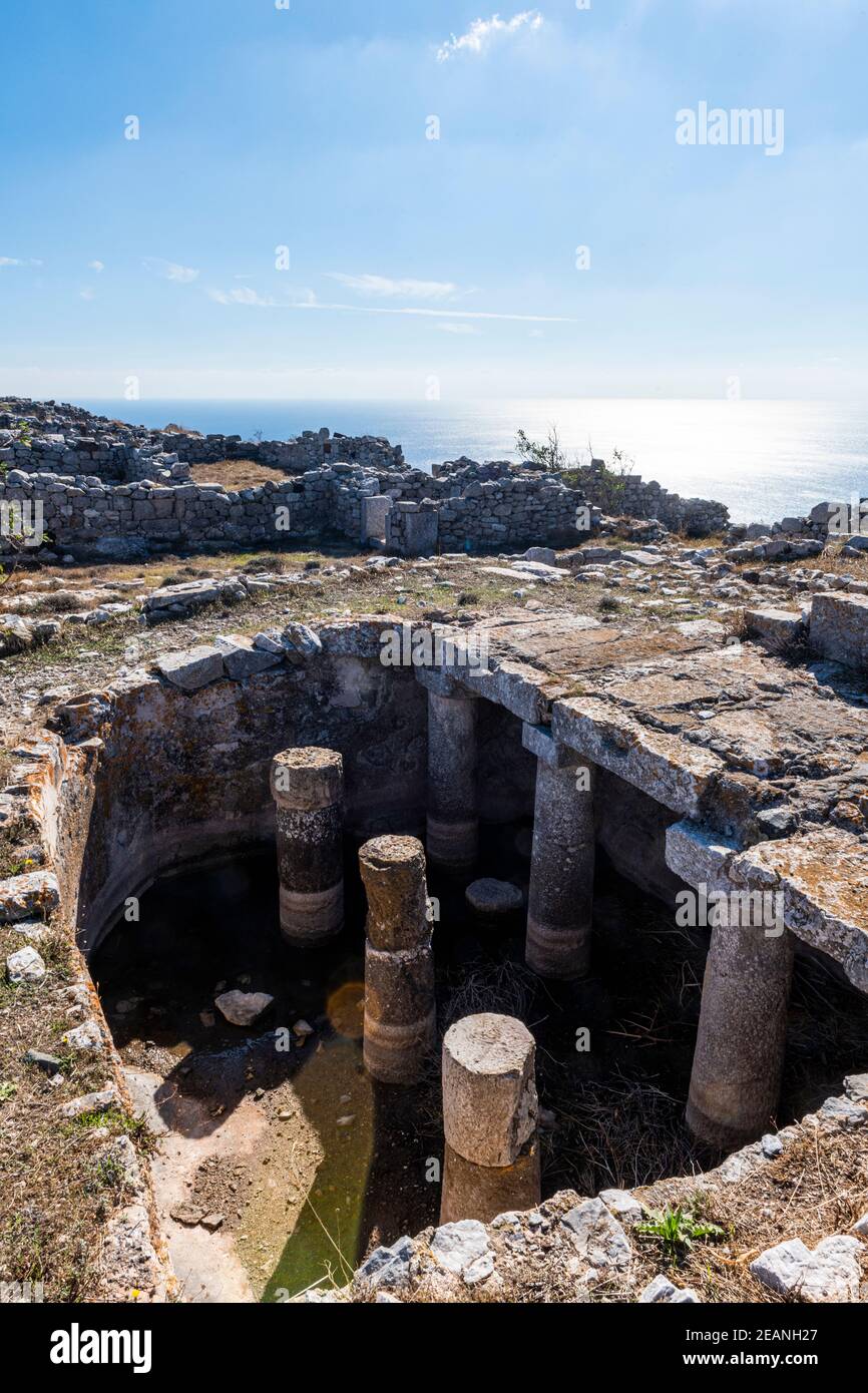 Rovine dell'antica Thera, Santorini, Cicladi, Grecia, Europa Foto Stock