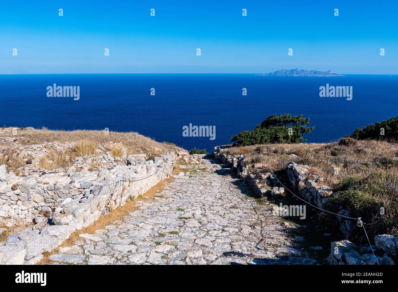Rovine dell'antica Thera, Santorini, Cicladi, Grecia, Europa Foto Stock