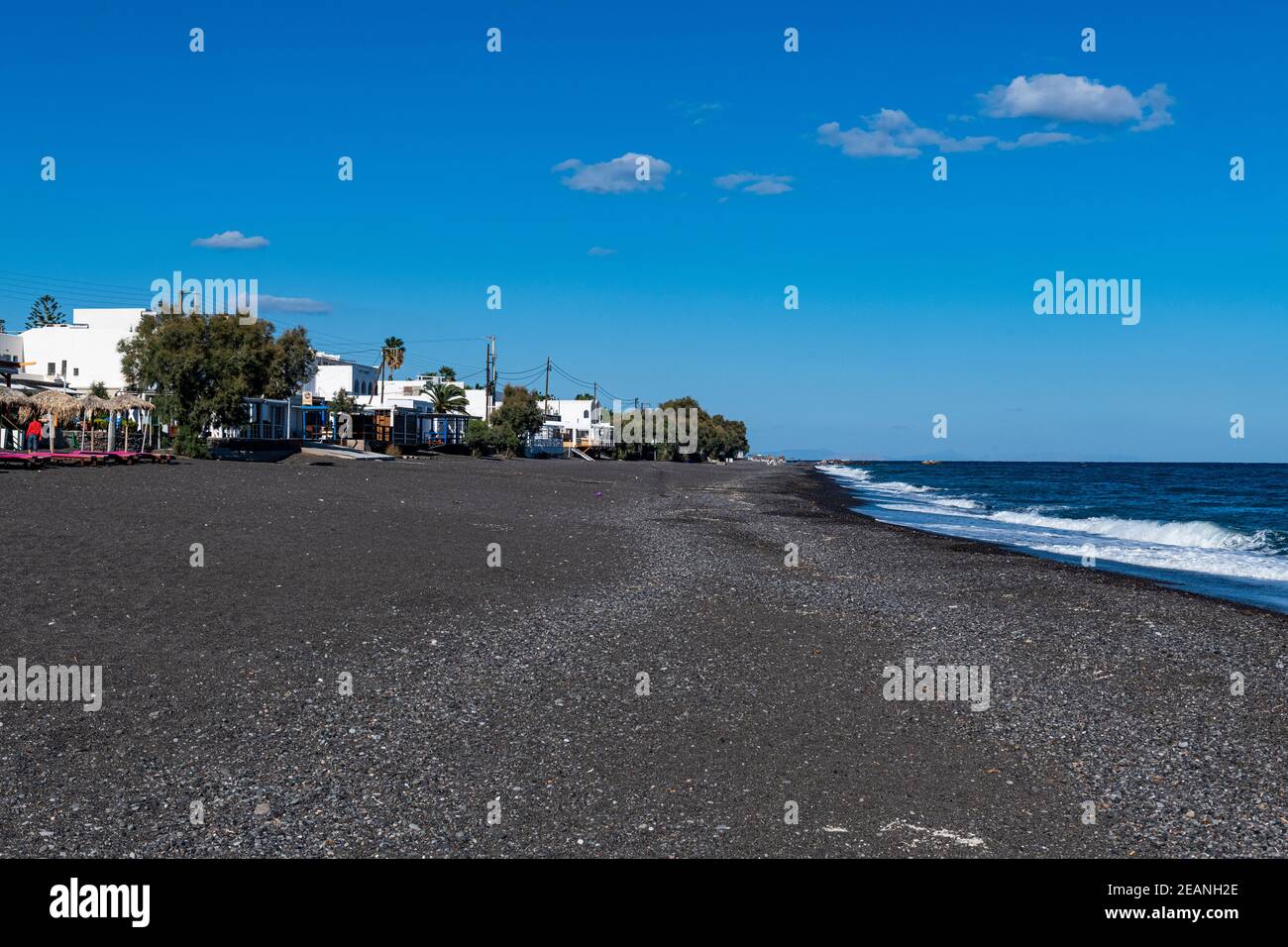 Kamari Beach , Kamari, Santorini, Cicladi, Grecia, Europa Foto Stock