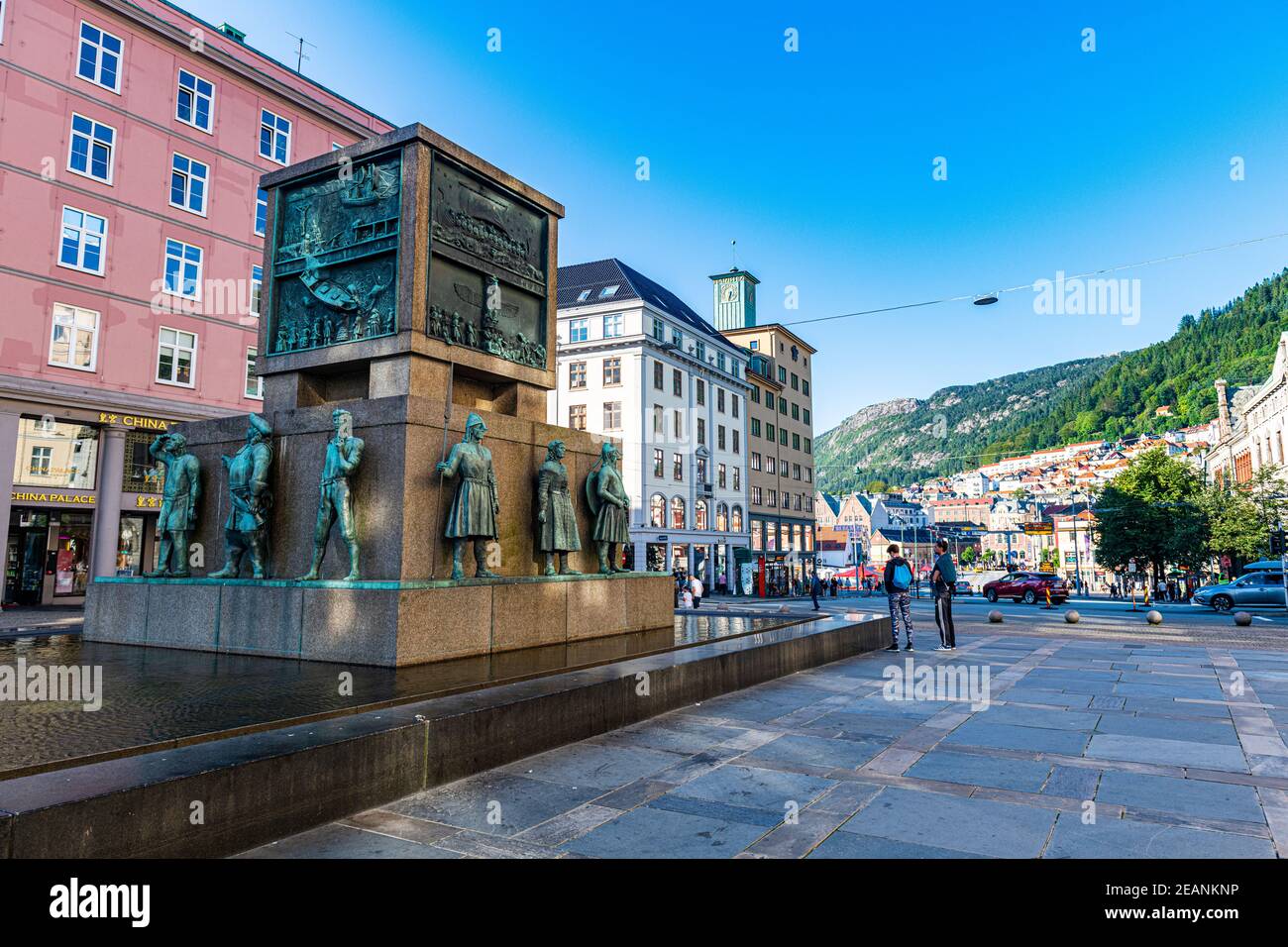 Sailors Monument, Bergen, Norvegia, Scandinavia, Europa Foto Stock