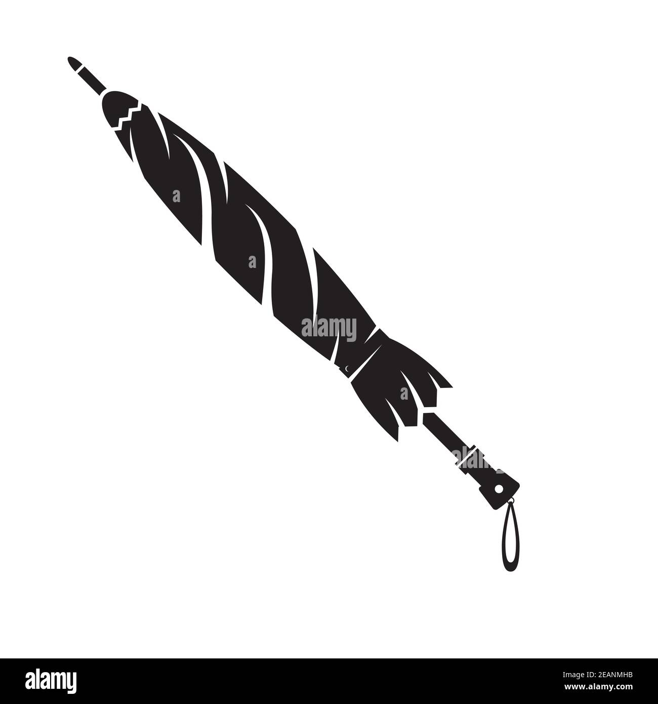 Set di icone ombrello nero chiuso maschio. Simbolo accessorio di protezione isolato su sfondo bianco Foto Stock