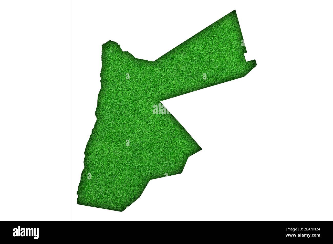 Mappa di Giordania su feltro verde Foto Stock