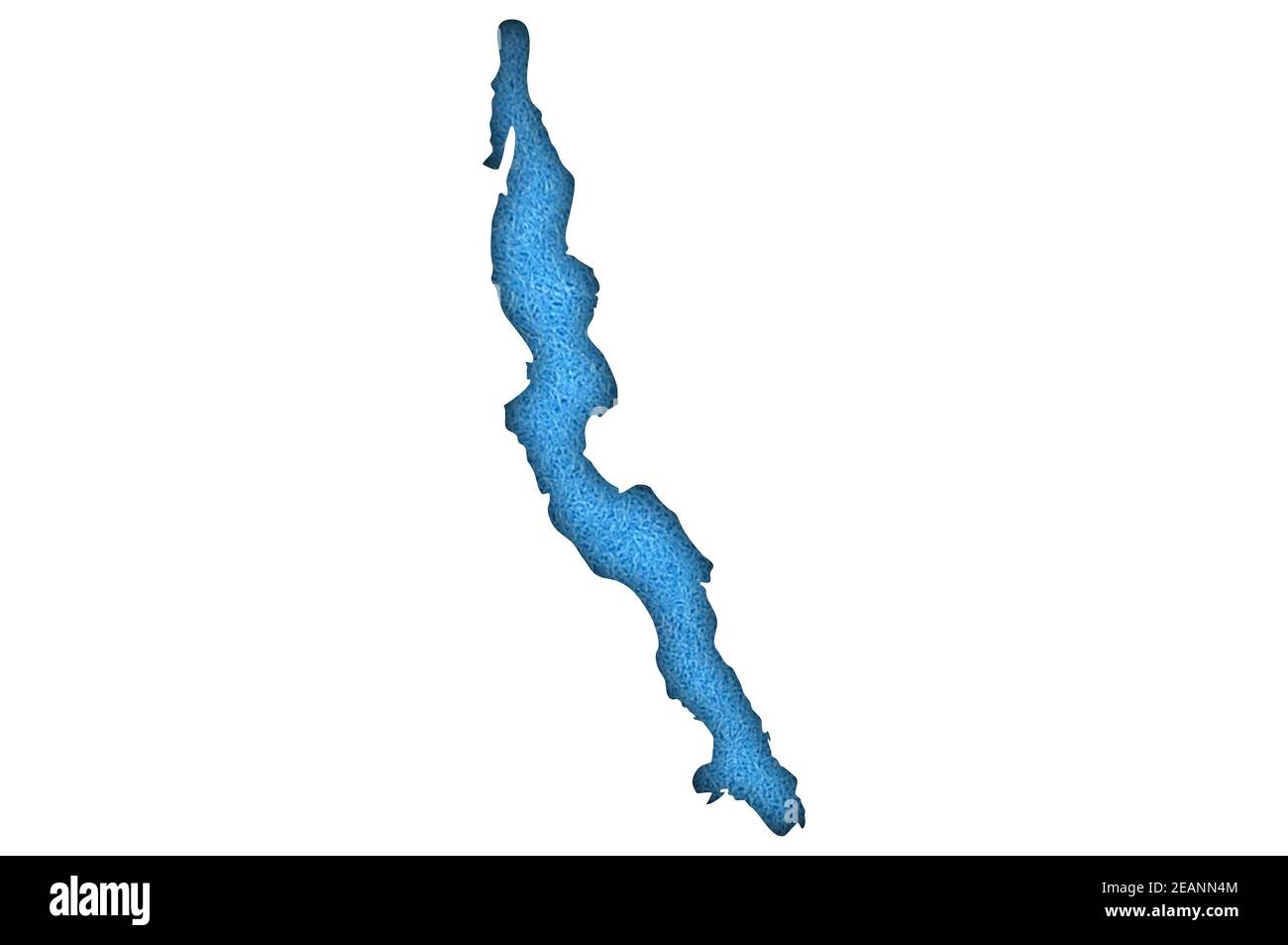 Mappa Lago Tanganyika su feltro blu Foto Stock