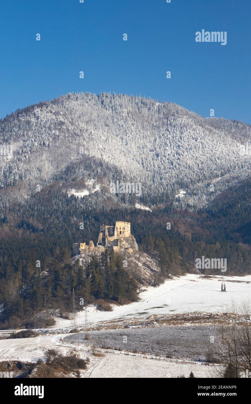 Rovine di Likava vicino a Ruzomberok nelle montagne di Chocske, Slovacchia Foto Stock